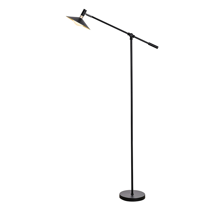 Justerbar svart LED-gulvlampe med 3 lysmoduser