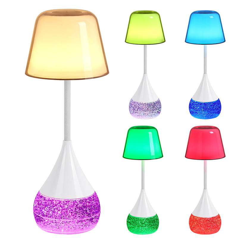 Eleganse og innovasjon ledet skrivebordslampe med RGB glitterbase