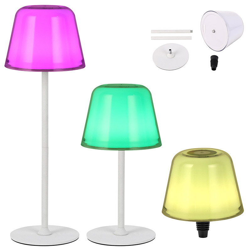 Moderne batteridrevet lampe med RGB fargeskiftelampe