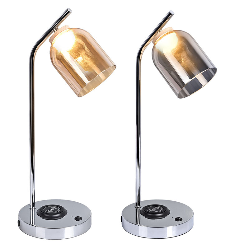 QI led skrivebordslampe med glassskjerm