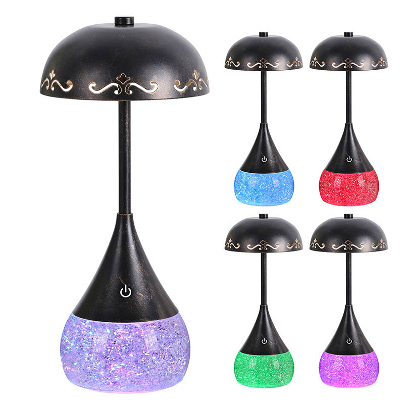 RGB glitterflaske LED -skrivebordslampe med buet lokk