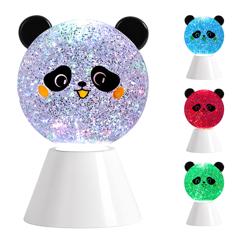 RGB Panda nattlampe med glittervæske