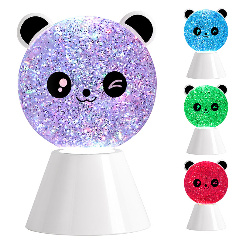 Smile Panda Nattlampe med RGB Glitter Liquid