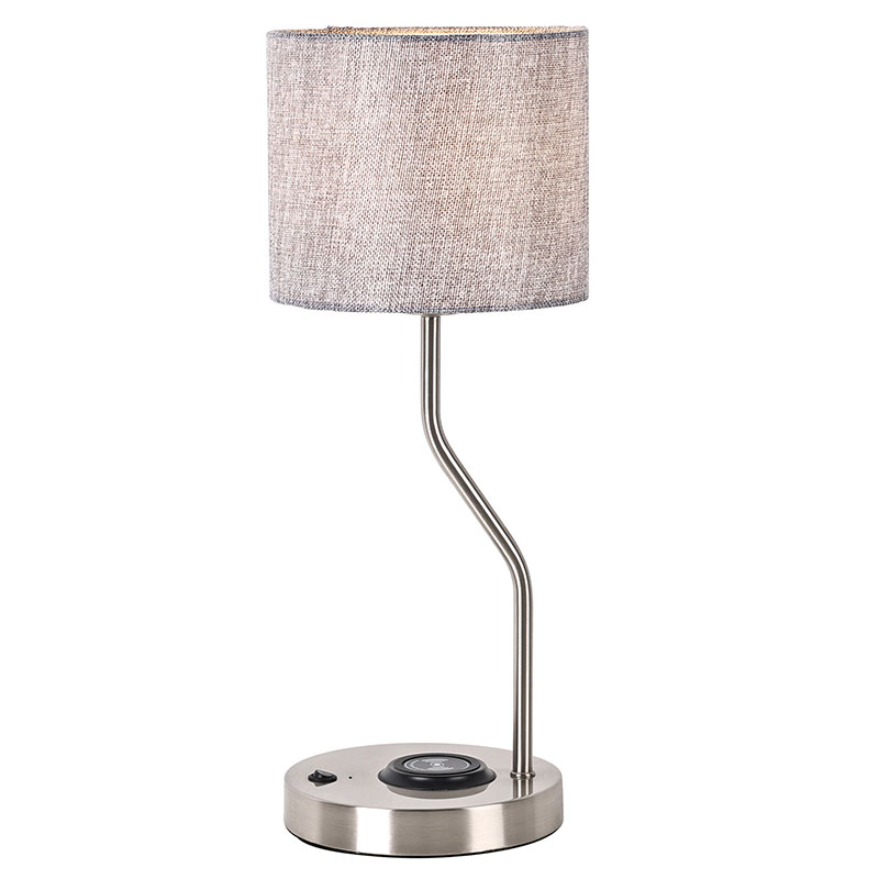 Trådløs telefonlader skrivebordslampe med stoffskjerm